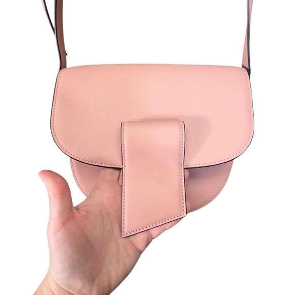 Alexis Bittar Dusty Pink Crossbody TWISTED GOLD LEATHER SADDLE BAG IN DUSTY PINK - Picture 13 of 16